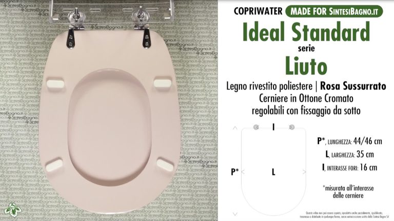 Copriwater Ideal Standard LIUTO Bianco - Cerniera Cromo, Sedile In Legno Rivestito, Qualità Italia - Foto 2