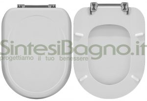WC-Sitz Kompatibel Mit Bit Cesame – Holz Beschichtet Mit Polyester, Weiß, Made In Italy, Verstellbare Scharniere