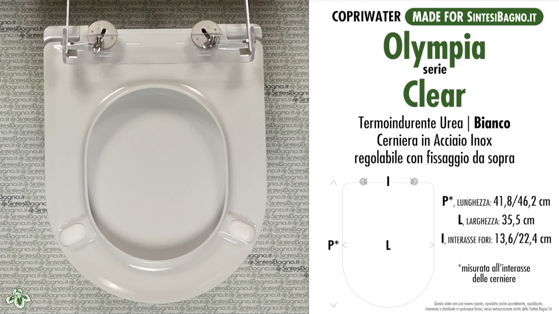 SCHEDA TECNICA MISURE copriwater OLYMPIA CLEAR