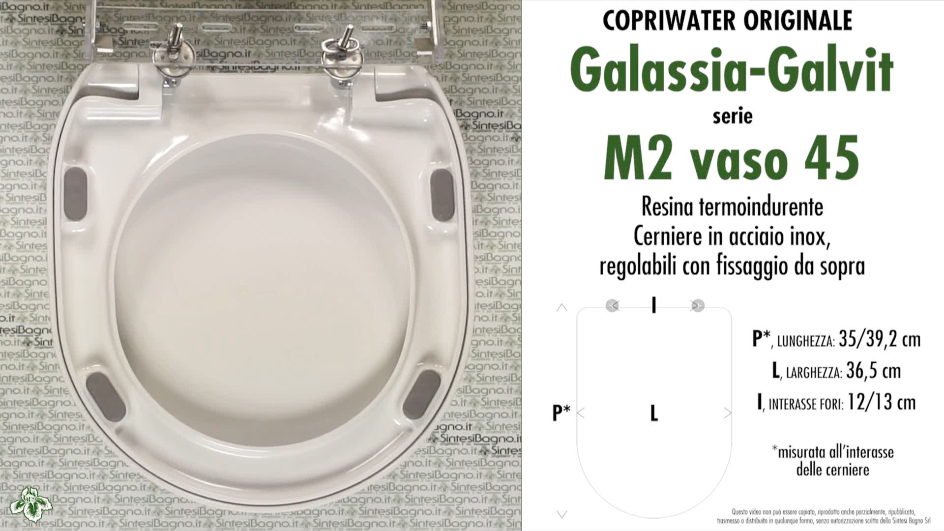 SCHEDA TECNICA MISURE copriwater GALASSIA-GALVIT M2
