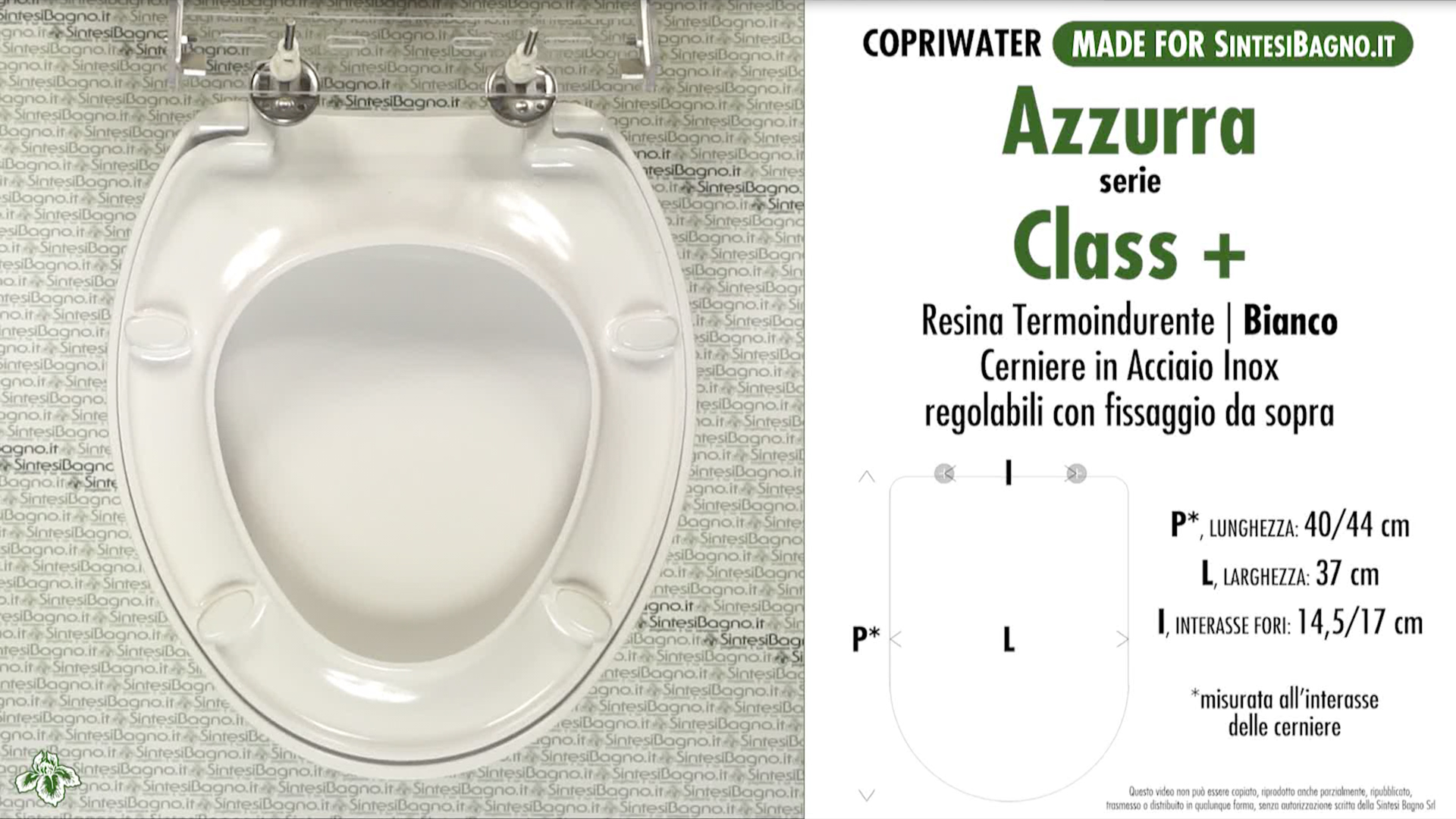 SCHEDA TECNICA MISURE copriwater AZZURRA CLASS+