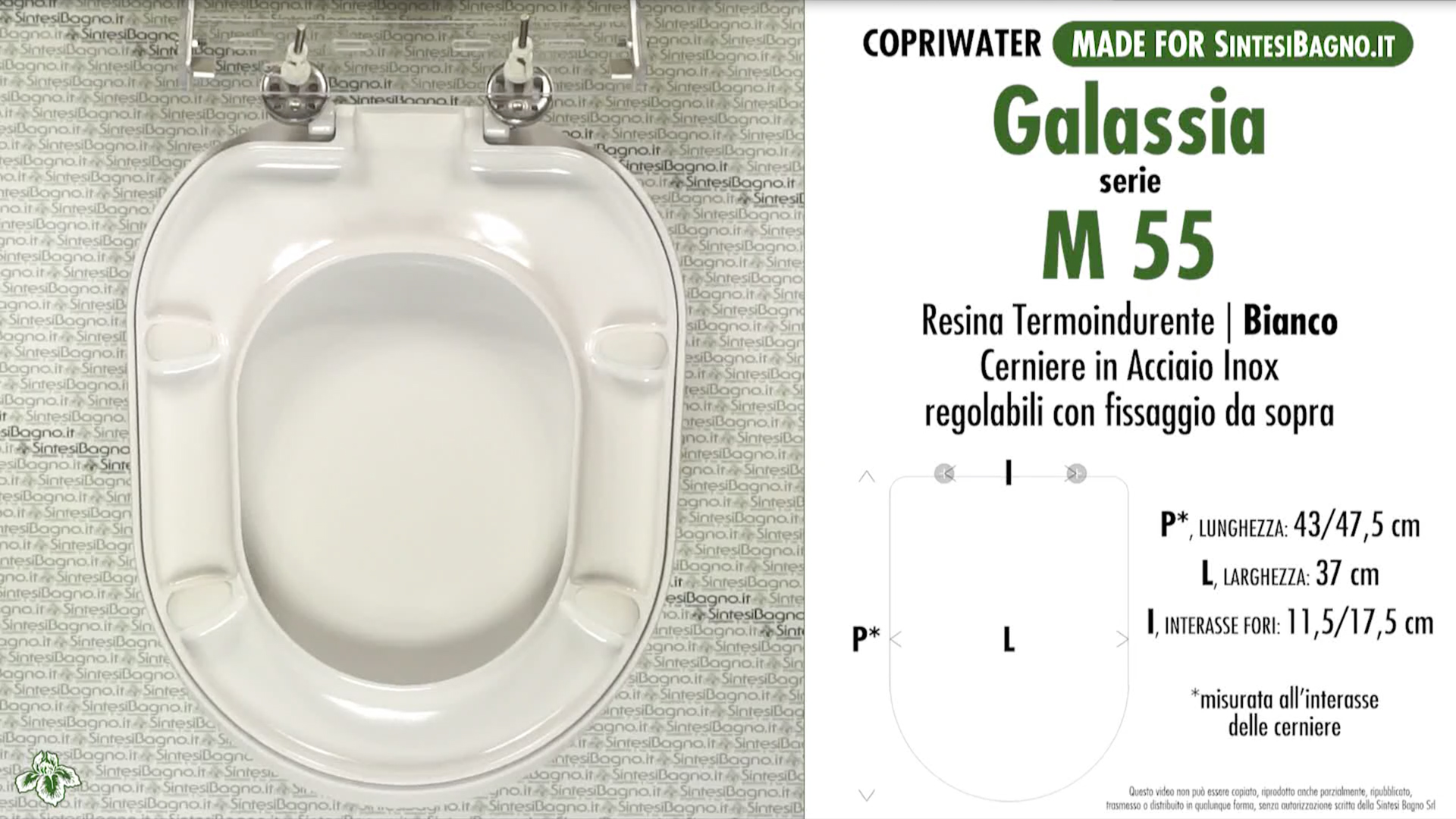 SCHEDA TECNICA MISURE copriwater GALASSIA-GALVIT M 55